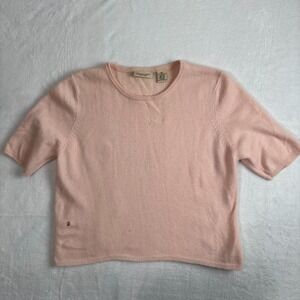 Apostrophe Baby Pink Cashmere Short Sleeve Pullover Sweater Womens Petite‎ Large